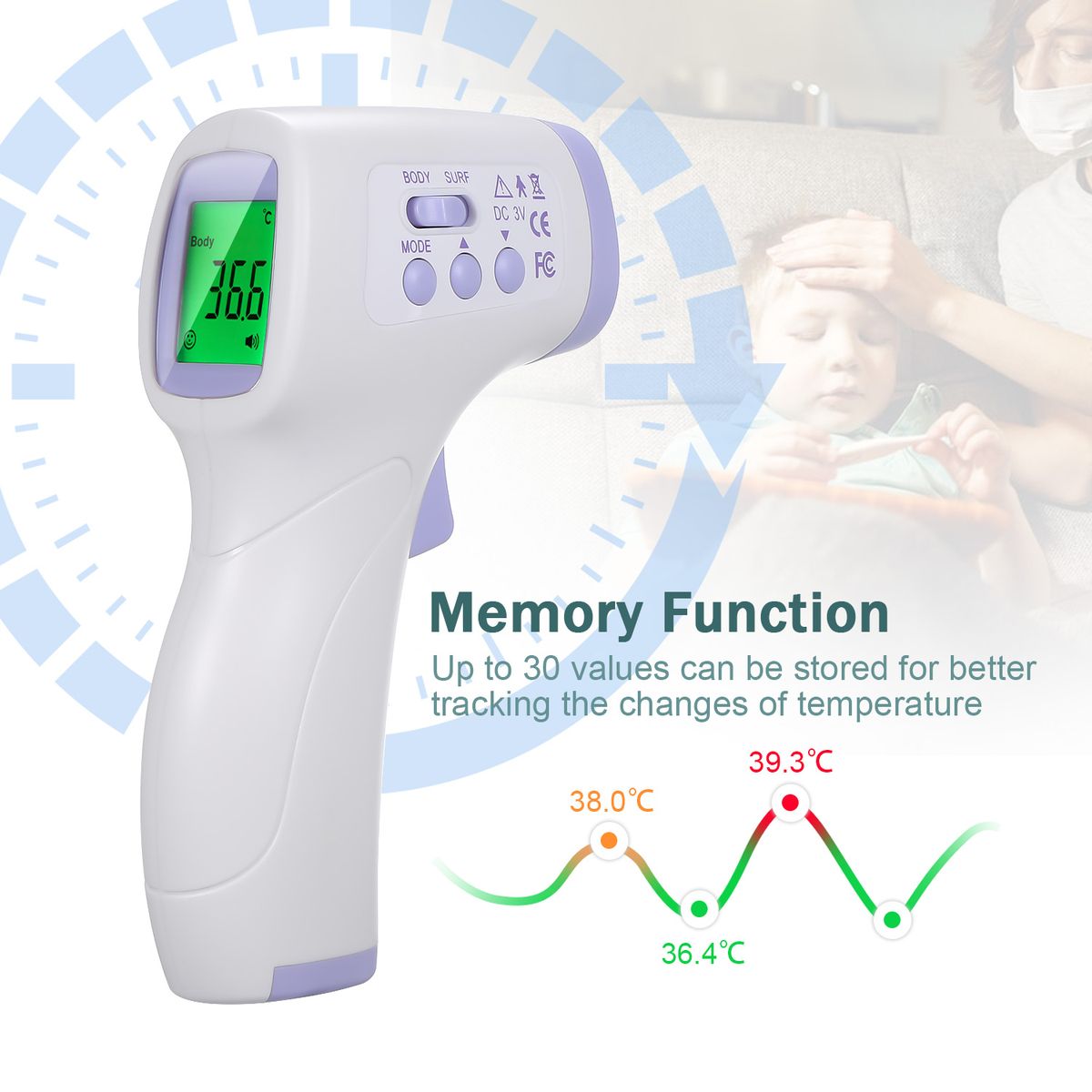 Non-contact Infrafred Thermometer Forehead Ear Thermometer