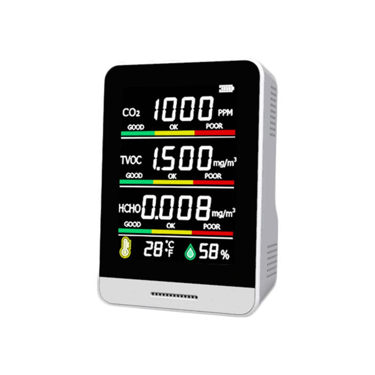 USB Rechargeable Air Quality Tester Monitoring CO2 / TVOC /