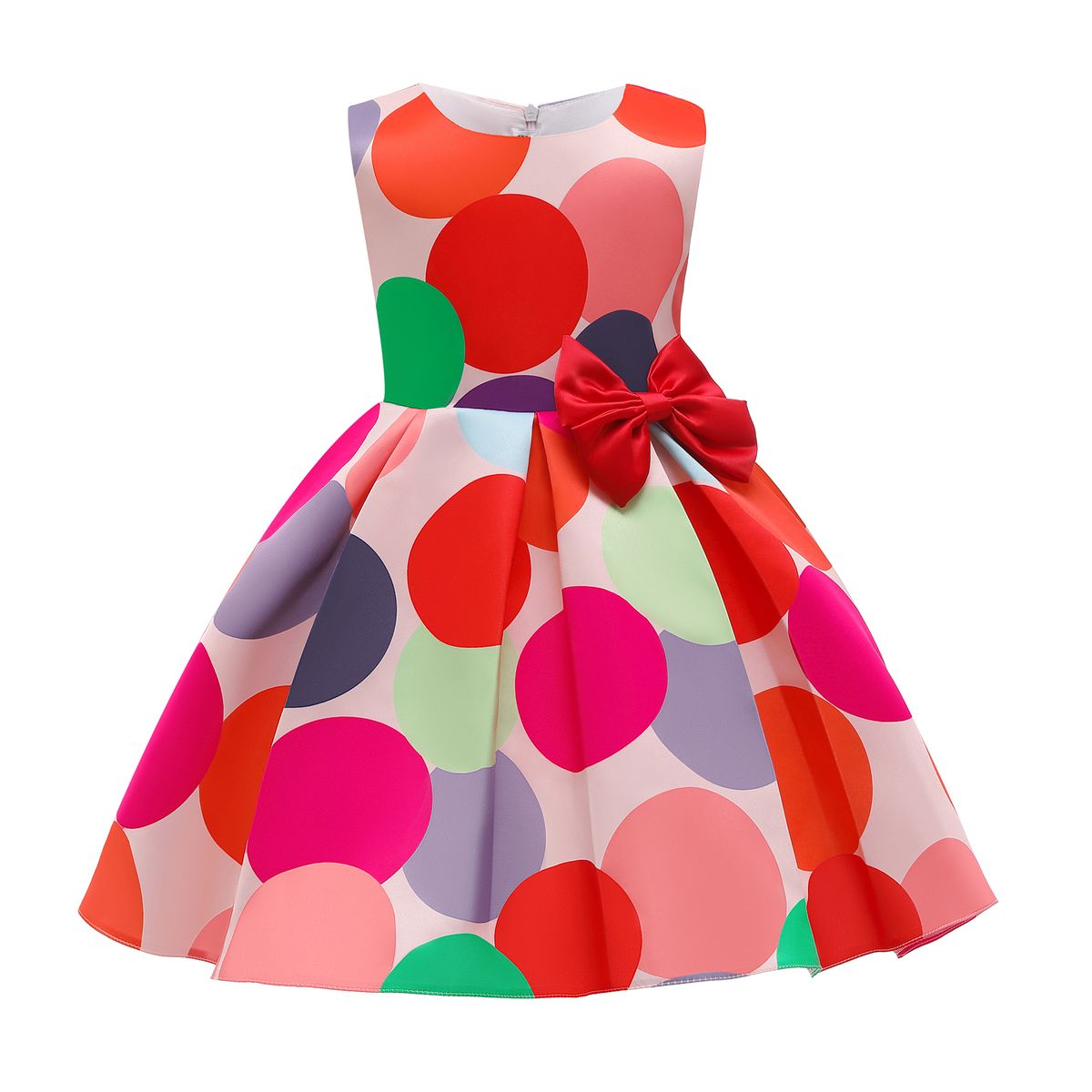 Girls Children Kids Sleeveless Dot Dinner Party Princess Dress Ball Gown