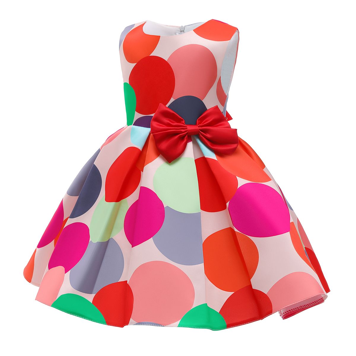 Girls Children Kids Sleeveless Dot Dinner Party Princess Dress Ball Gown