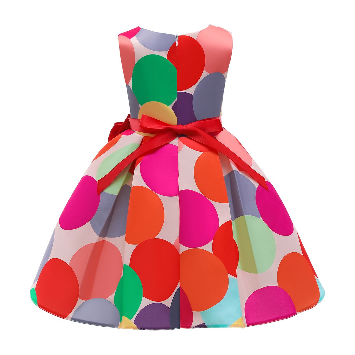 Girls Children Kids Sleeveless Dot Dinner Party Princess Dress Ball Gown