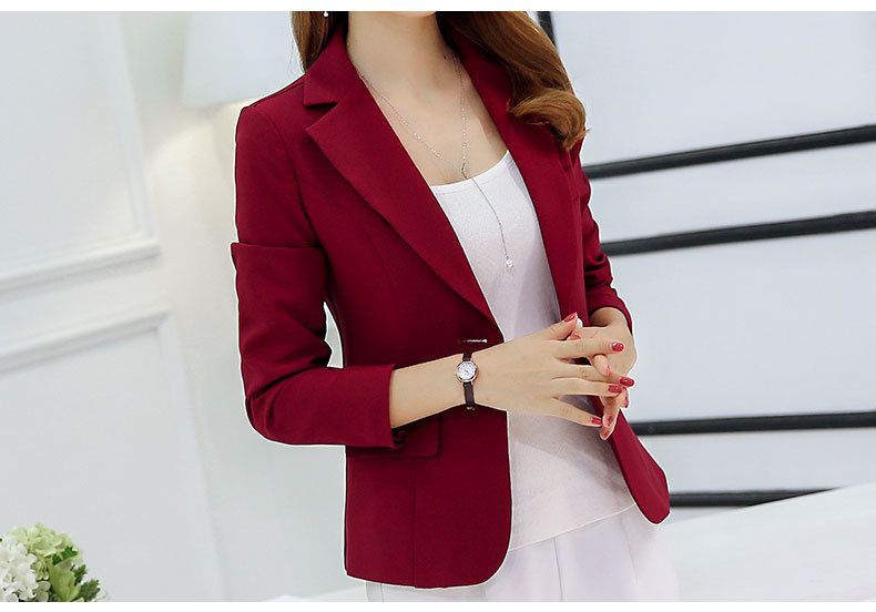 Ladies Office Work Blazer Spring Autumn Blazer  (Wine Red)