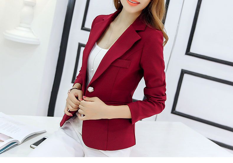 Ladies Office Work Blazer Spring Autumn Blazer  (Wine Red)