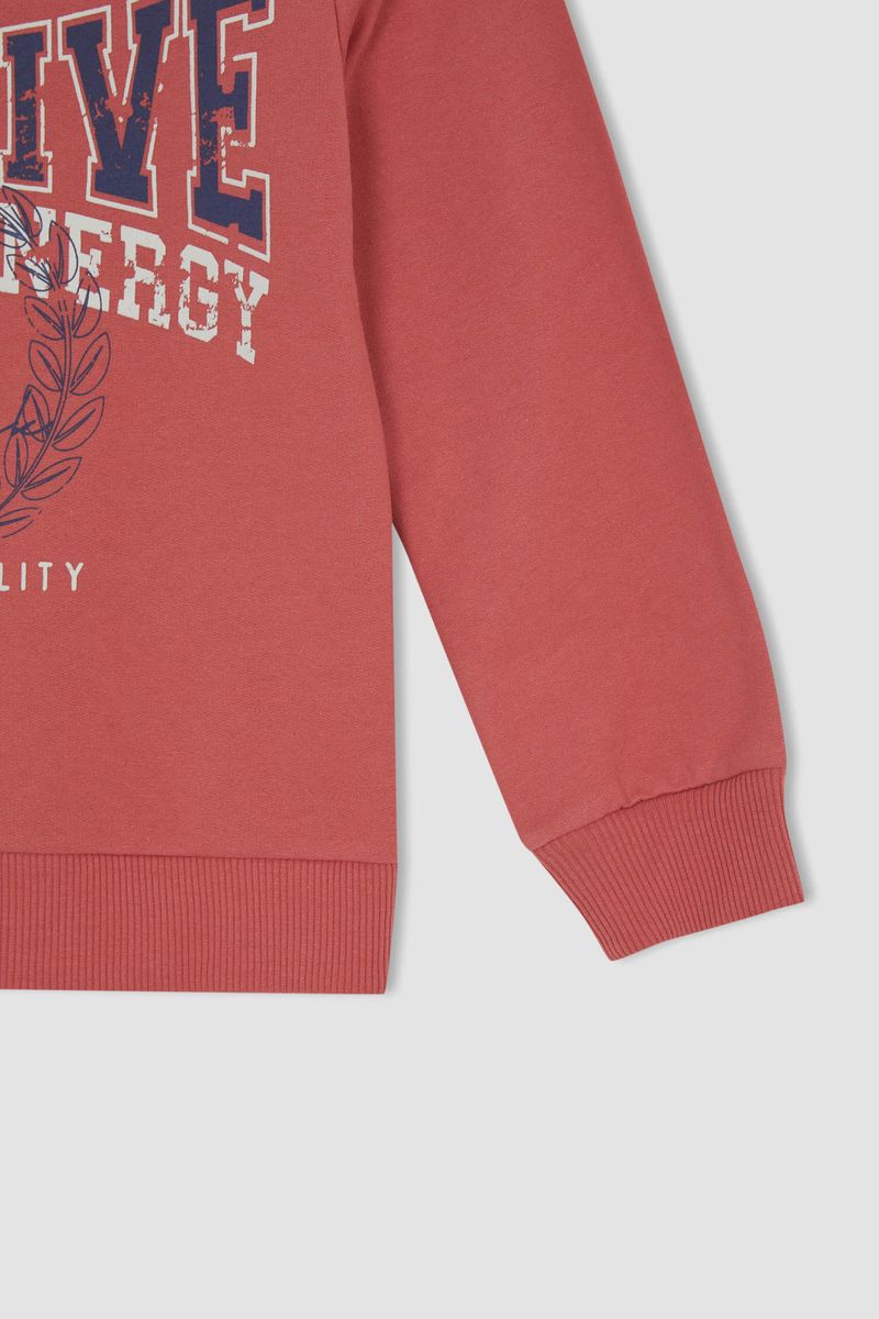 Girl Knitted Regular Fit Crew Neck Sweat Shirt - Bordeaux