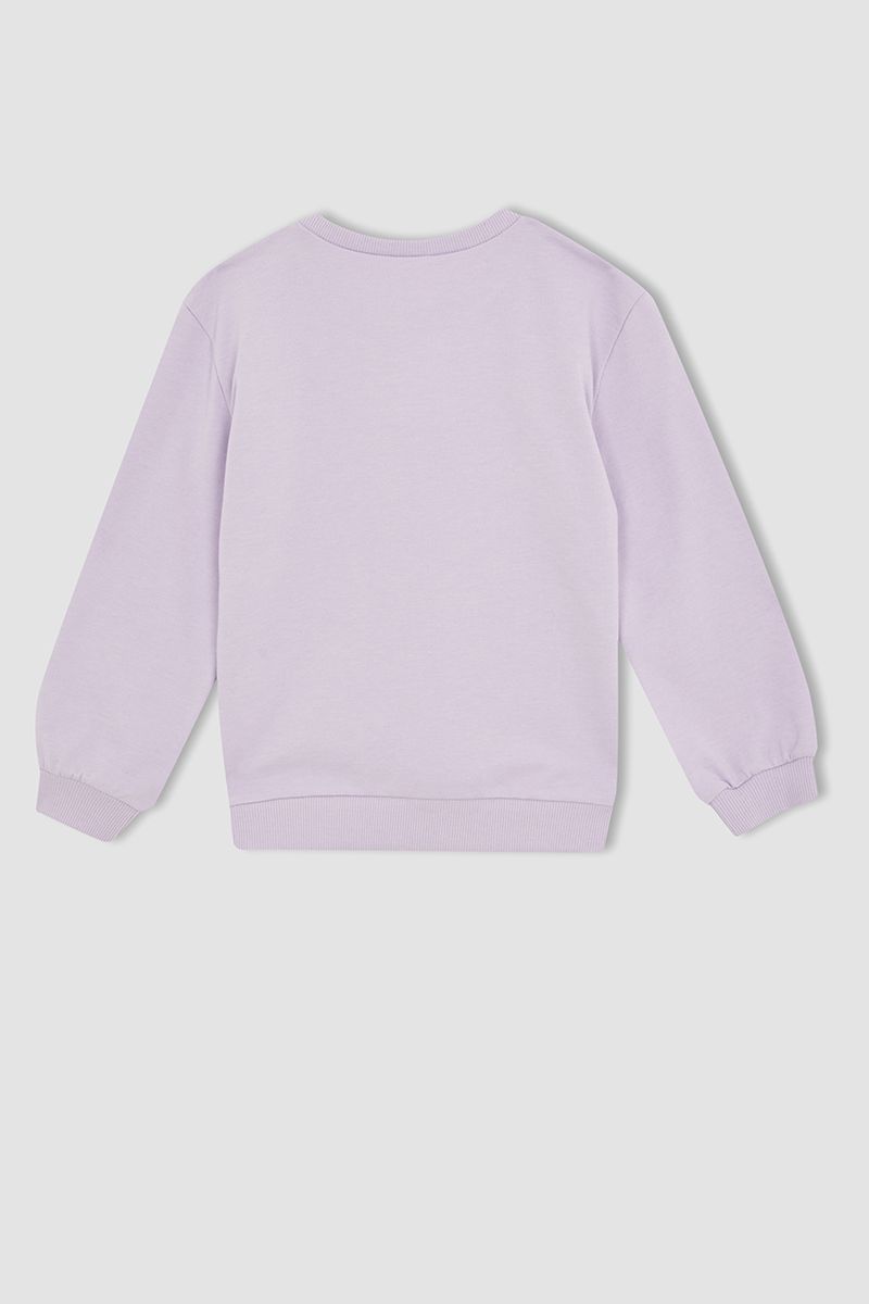 Girl Regular Fit Crew Neck Knitted Sweat Shirt - Purple