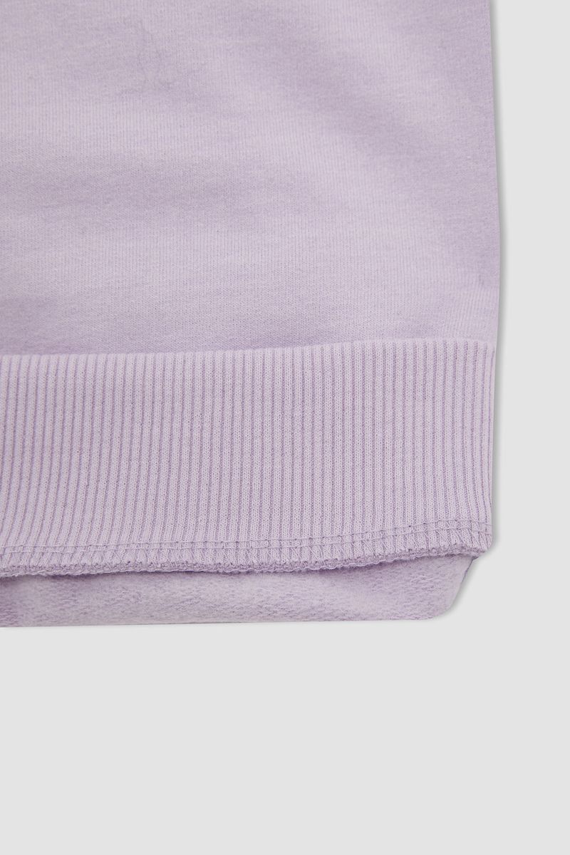 Girl Regular Fit Crew Neck Knitted Sweat Shirt - Purple