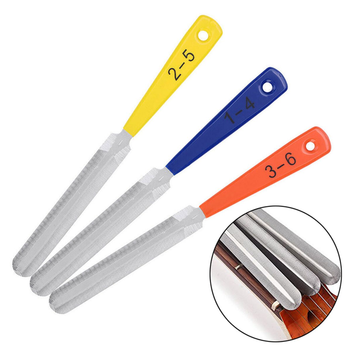 Set Of 3 Double Edged Guitar Nut Files Saddle Fret Crowning