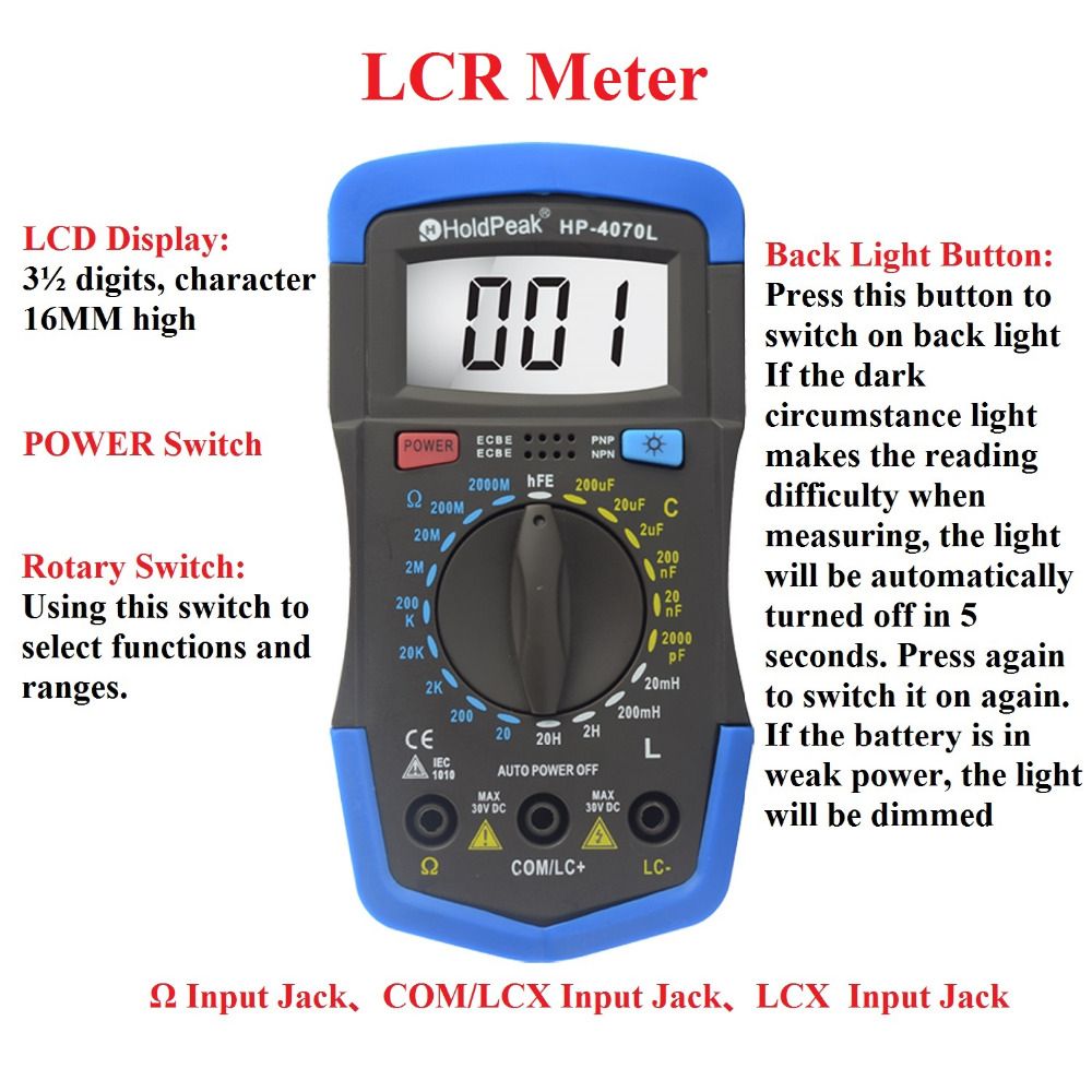 Holdpeak Digital Capacitance Meter Lcr Meter Diagnostic