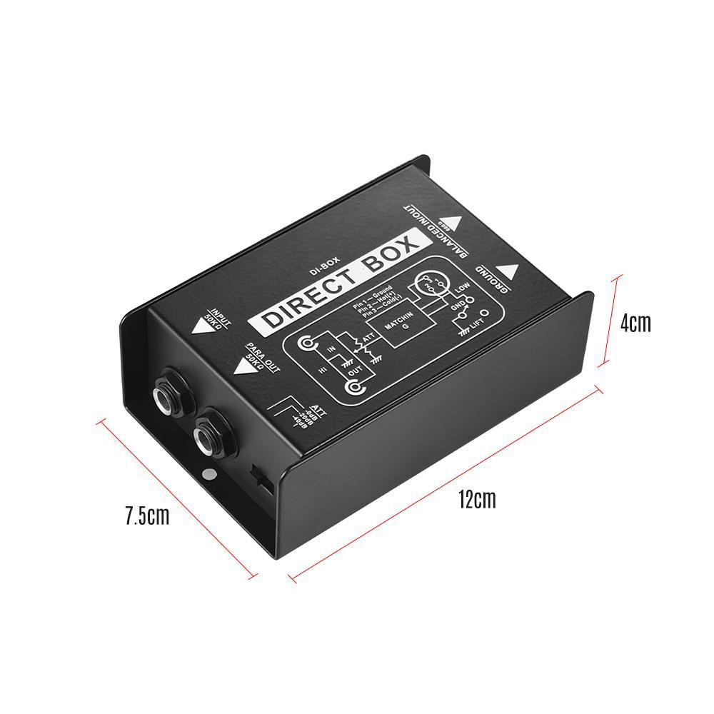 Professional Single Channel Passive DI-Box Direct Injection Audio Box Balanced & Unbalance Signal Converter with XLR TRS Interfaces for Electric Guitar Bass Live Performance