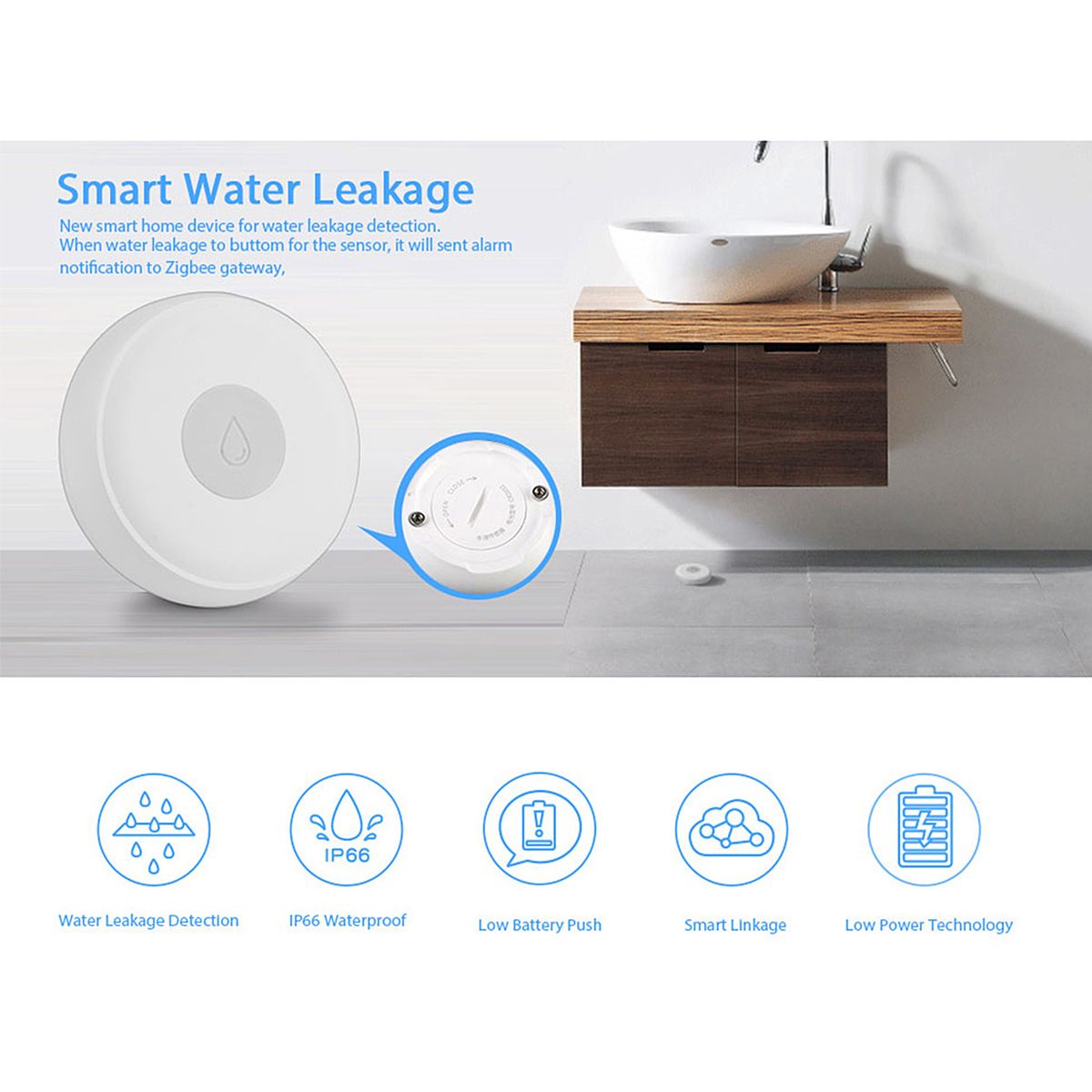 Zigbee Smart Home Water Leak Sensor Wireless Flooding