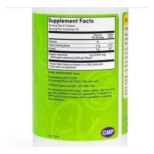 Organic Spirulina 100 Tablets Fights Fatigue - Prevents Hunger - May Help Lower Cholesterol