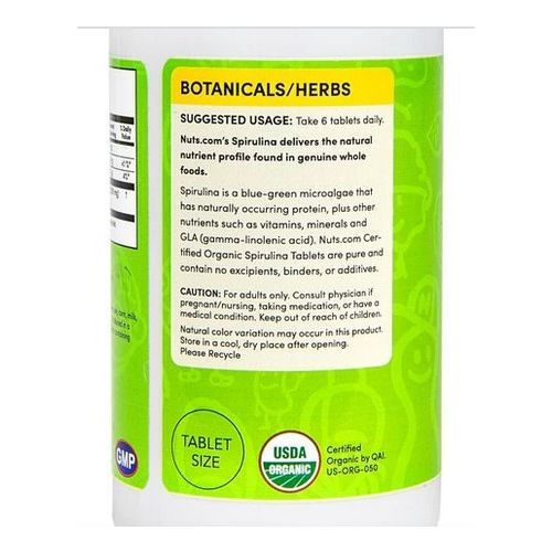 Organic Spirulina 100 Tablets Fights Fatigue - Prevents Hunger - May Help Lower Cholesterol