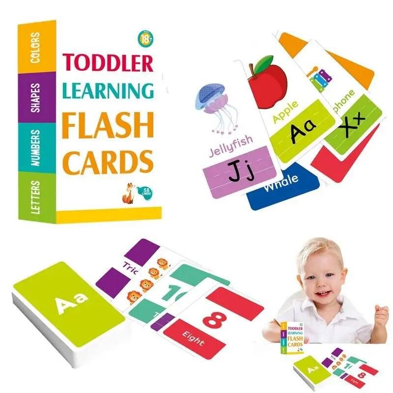 Alphabet Flash Cards  Letter Number Shape Color Early Education Baby Learning Cards  Preschool Toddler Flashcards Learning Toy