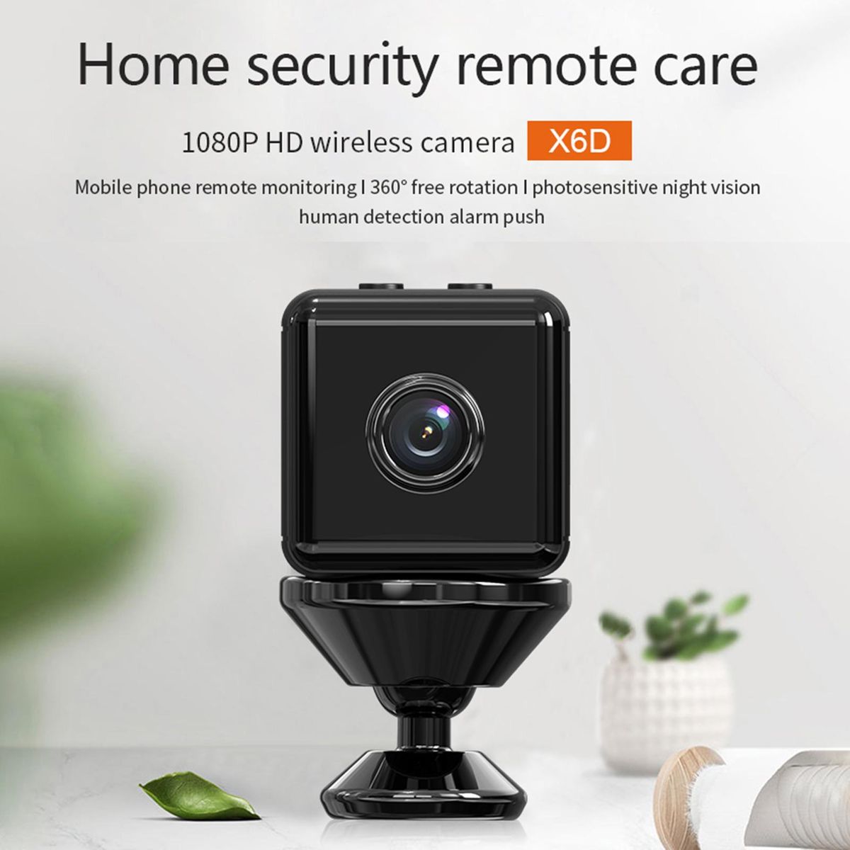 X6D HD Wireless Camera Home 1080P HD Webcam Support IR Night Vision Motion Detection APP Remote Monitoring Support TF Card Storage