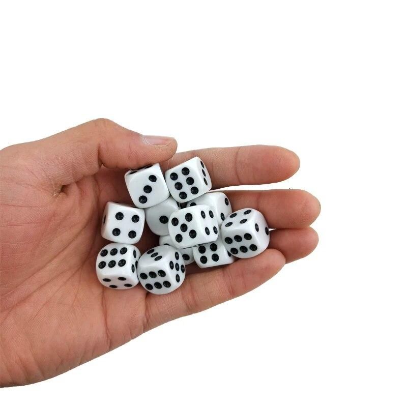 Yernea High-quality 50Pcs/Lot 16mm Dice Set White Black Point Drinking Dice Acrylic White Round Corner D6 Points Dice Club Party