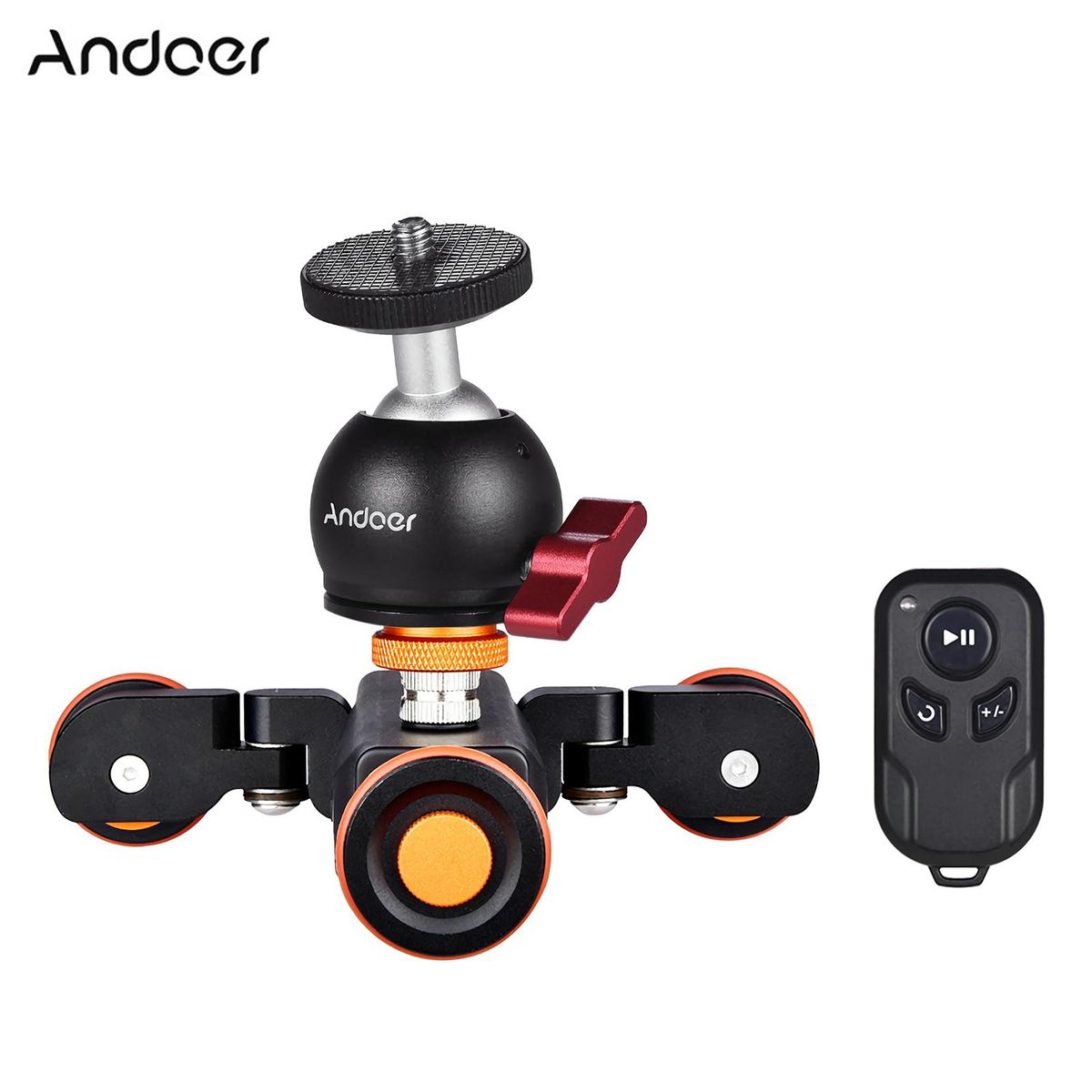 Andoer L4 PRO Motorized Camera Video Dolly with Scale Indication Electric Track Slider Wireless Remote Control 3 Speed Adjustable Mini Slider Skater for DSLR Camera Smartphone + Mini Flexible Ballhead Mount Adapter