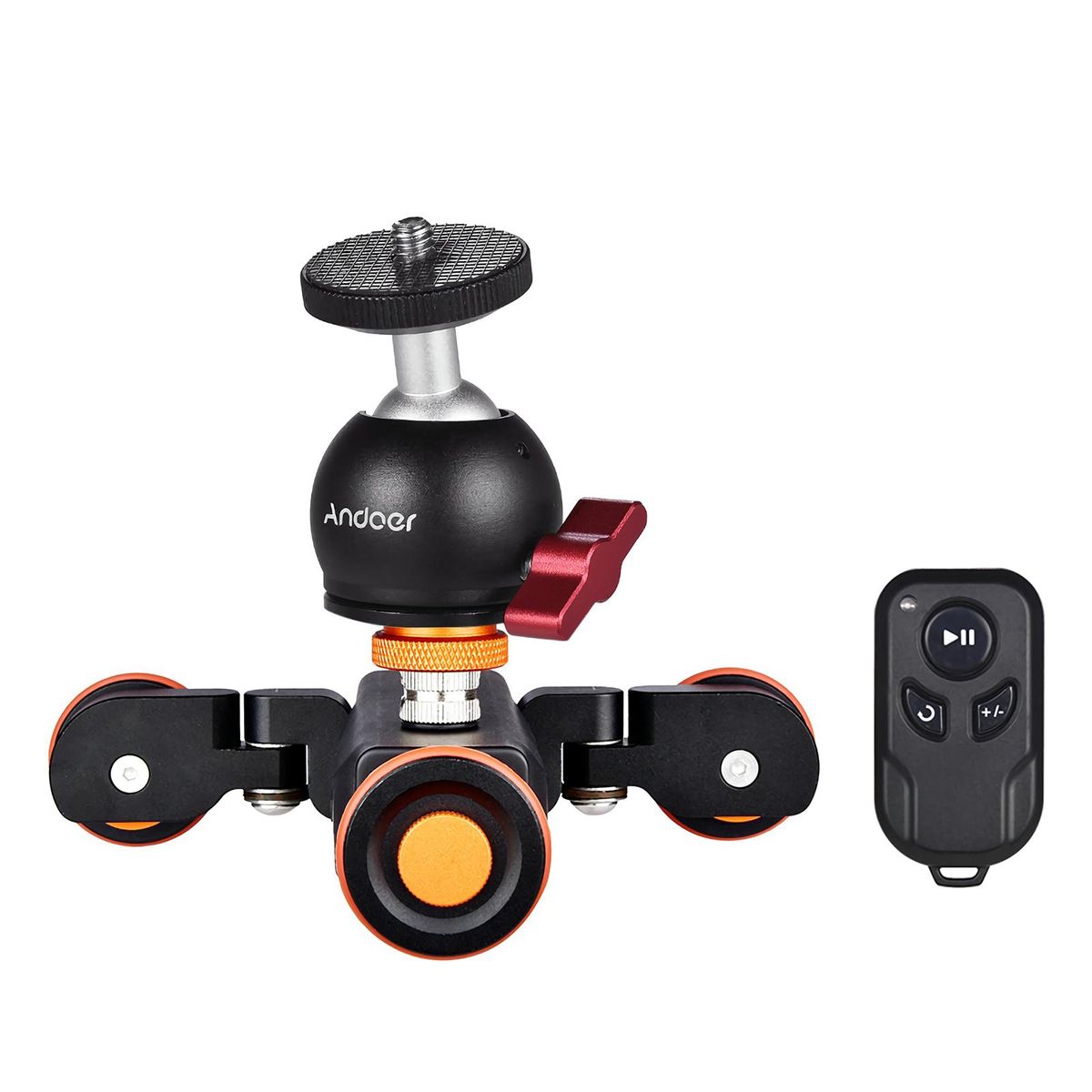 Andoer L4 PRO Motorized Camera Video Dolly with Scale Indication Electric Track Slider Wireless Remote Control 3 Speed Adjustable Mini Slider Skater for DSLR Camera Smartphone + Mini Flexible Ballhead Mount Adapter