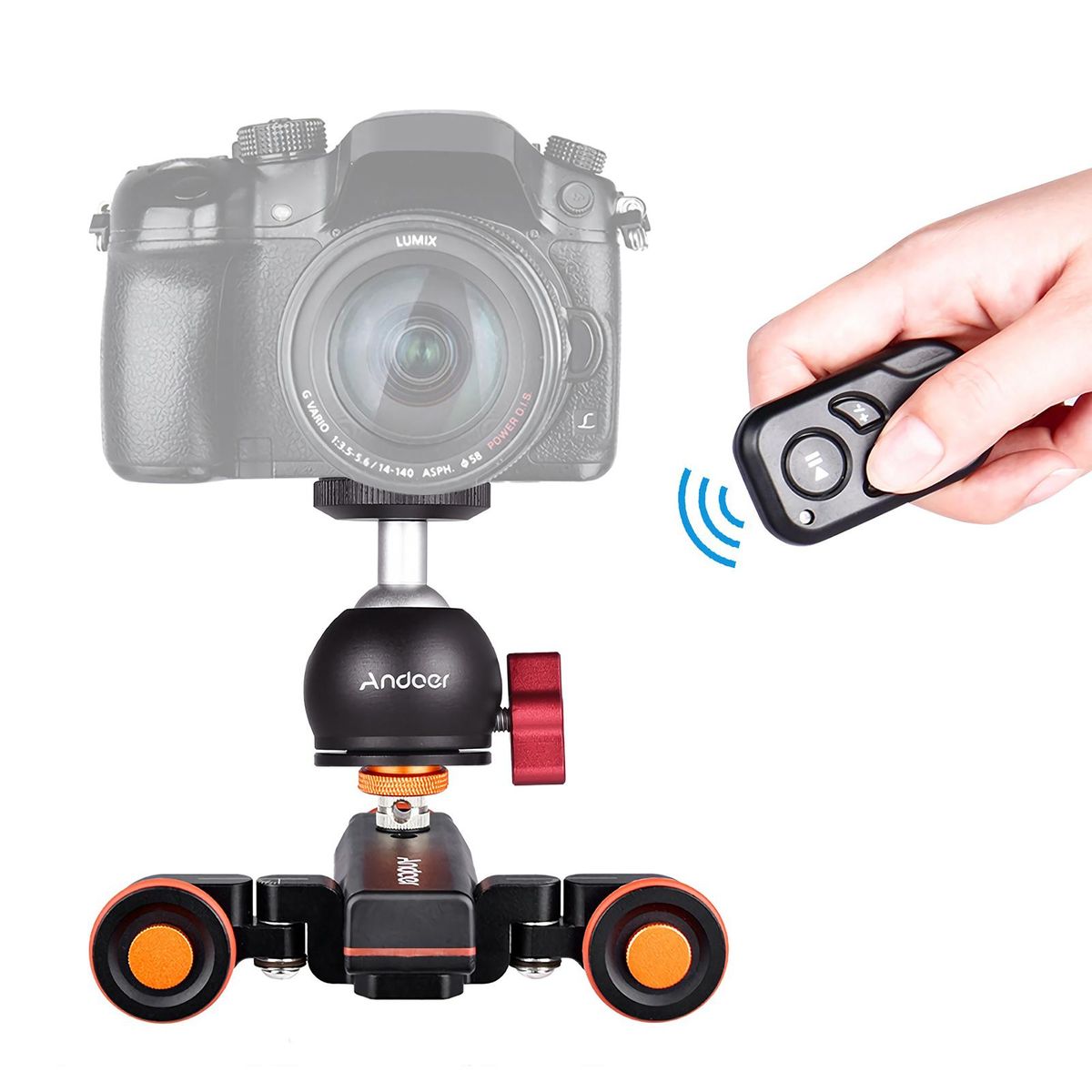 Andoer L4 PRO Motorized Camera Video Dolly with Scale Indication Electric Track Slider Wireless Remote Control 3 Speed Adjustable Mini Slider Skater for DSLR Camera Smartphone + Mini Flexible Ballhead Mount Adapter
