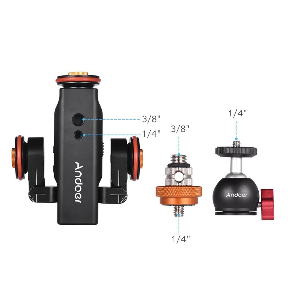 Andoer L4 PRO Motorized Camera Video Dolly with Scale Indication Electric Track Slider Wireless Remote Control 3 Speed Adjustable Mini Slider Skater for DSLR Camera Smartphone + Mini Flexible Ballhead Mount Adapter