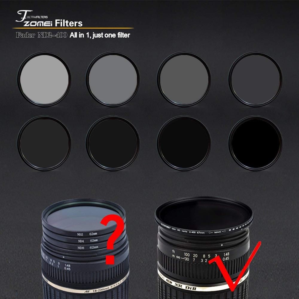 ZOMEI 55mm Ultra Slim Variable Fader ND2-400 Neutral Density ND Filter Adjustable ND2 ND4 ND8 ND16 ND32 to ND400 Replacement for Sony 18-55mm 55-200mm 55-250mm Lens