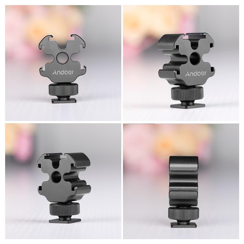 Andoer Portable Aluminum Alloy One-to-Three Cold Shoe Stand Triple Cold Shoe Mount Extension Bracket for Tripod DSLR ILDC Camera Microphone Video Light Monitor Magic Arm