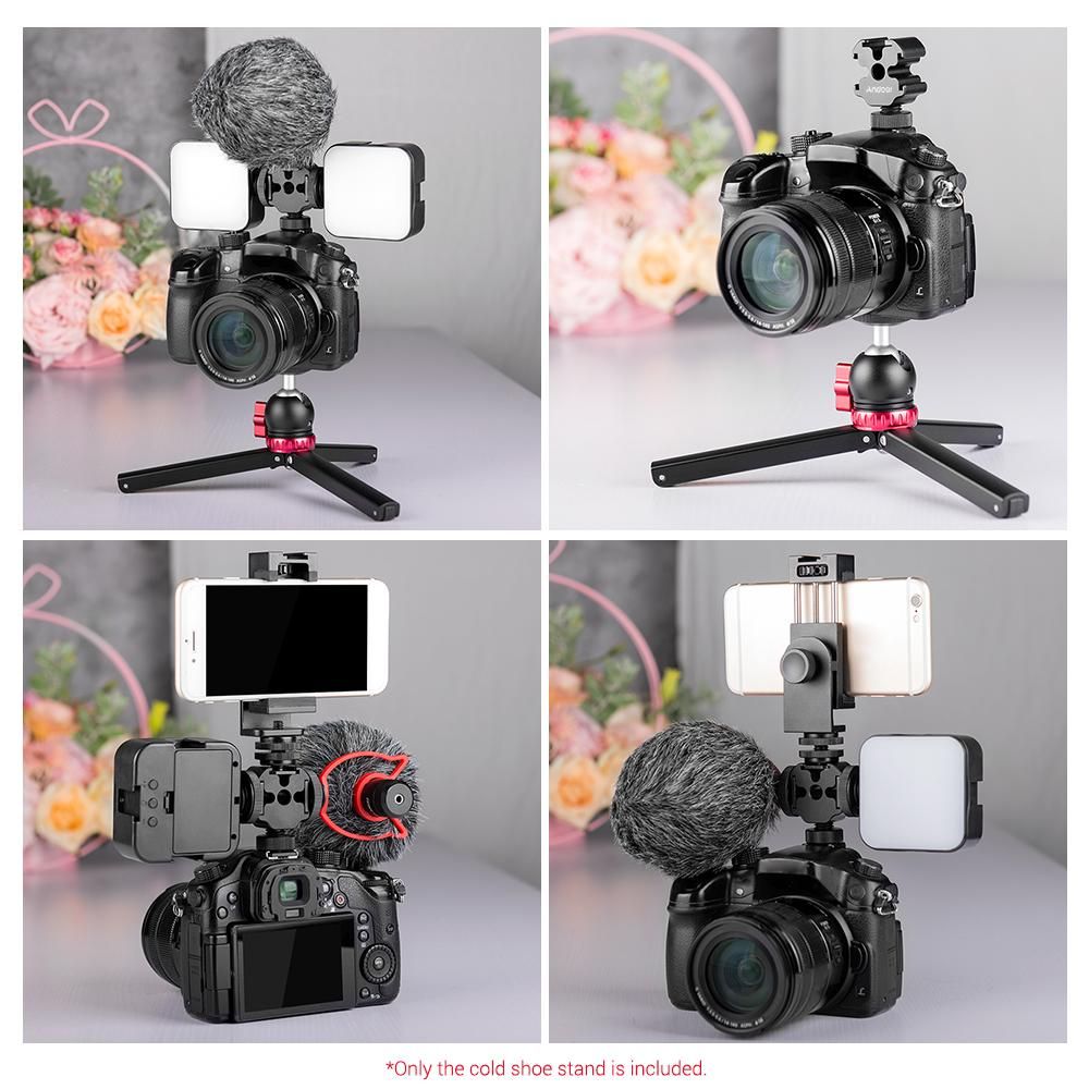 Andoer Portable Aluminum Alloy One-to-Three Cold Shoe Stand Triple Cold Shoe Mount Extension Bracket for Tripod DSLR ILDC Camera Microphone Video Light Monitor Magic Arm
