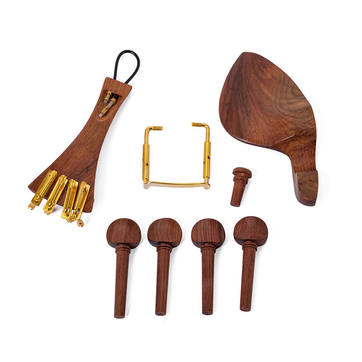 Red Solid Wood Violin Parts Set Pegs Fine Tuners Tailpiece