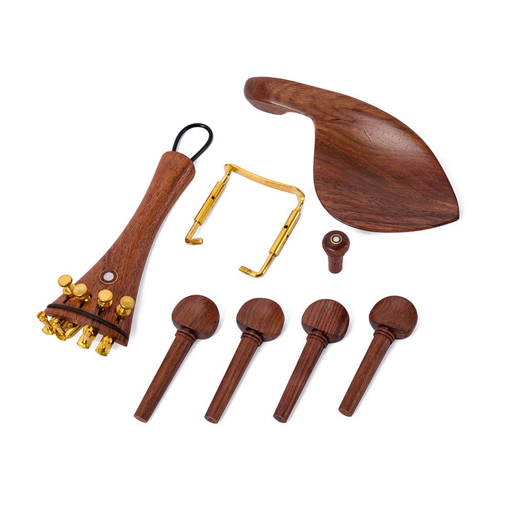 Red Solid Wood Violin Parts Set Pegs Fine Tuners Tailpiece