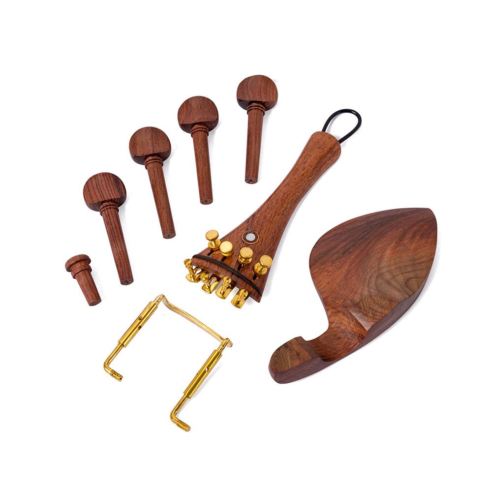 Red Solid Wood Violin Parts Set Pegs Fine Tuners Tailpiece