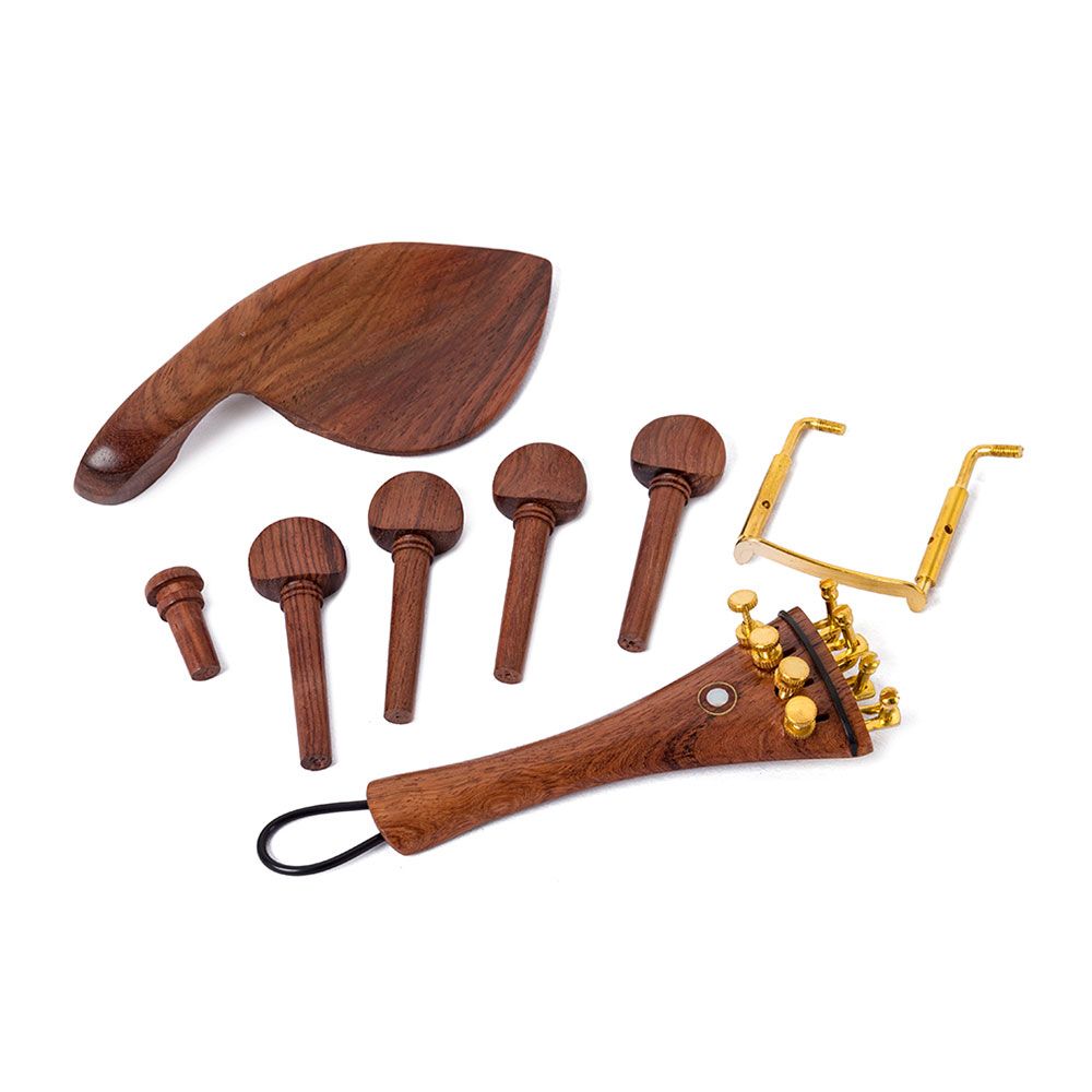 Red Solid Wood Violin Parts Set Pegs Fine Tuners Tailpiece