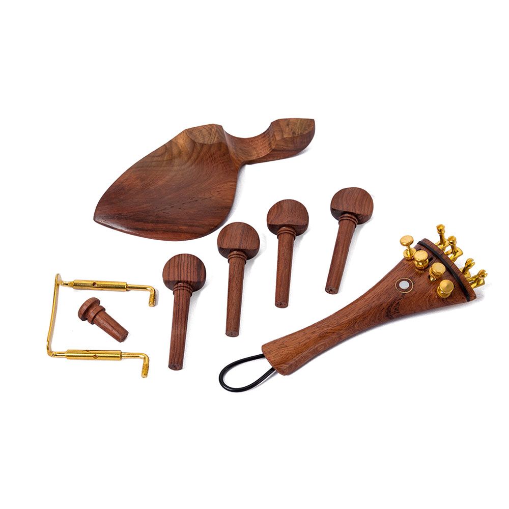 Red Solid Wood Violin Parts Set Pegs Fine Tuners Tailpiece