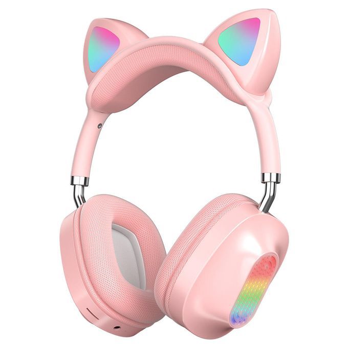 Cat Ear Bluetooth 5.0 Headphones Soft Earpads Noise Canceling For Pink
