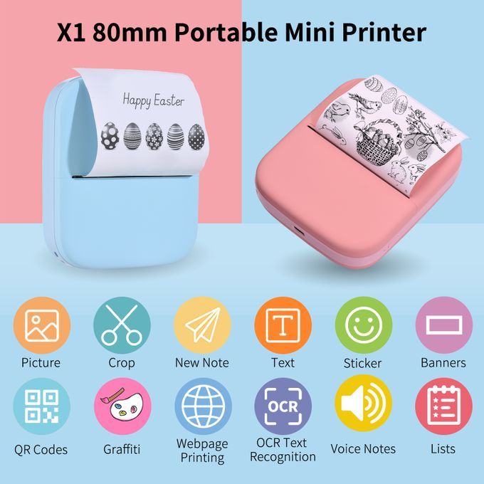 X1 Portable Mini Pocket Printer 80mm BT Wireless Thermal