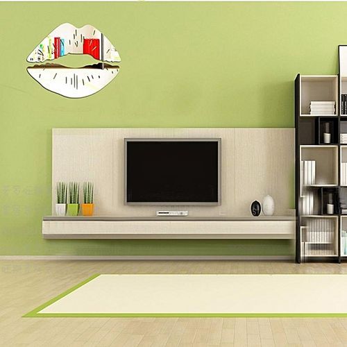 Modern 3D Lips Removable Home Room Decor Wall Mirror Sticker Art Decal-Silver