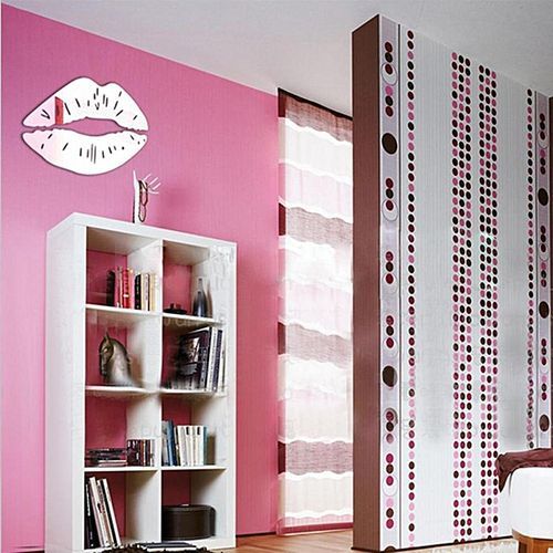 Modern 3D Lips Removable Home Room Decor Wall Mirror Sticker Art Decal-Silver