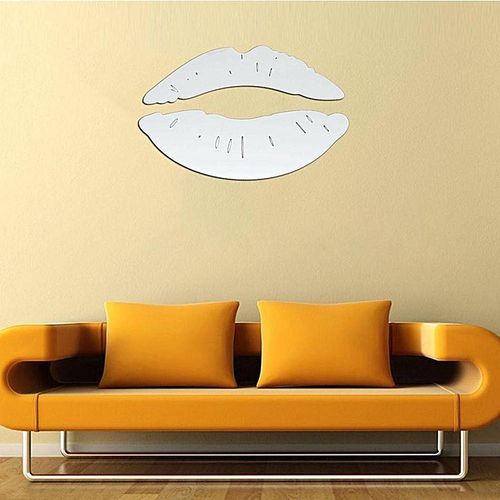 Modern 3D Lips Removable Home Room Decor Wall Mirror Sticker Art Decal-Silver