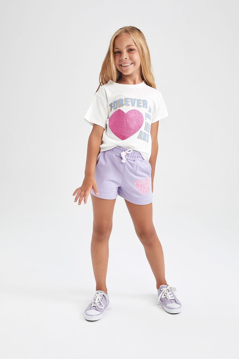 Girl - Short Knitted Bottom Short - Purple
