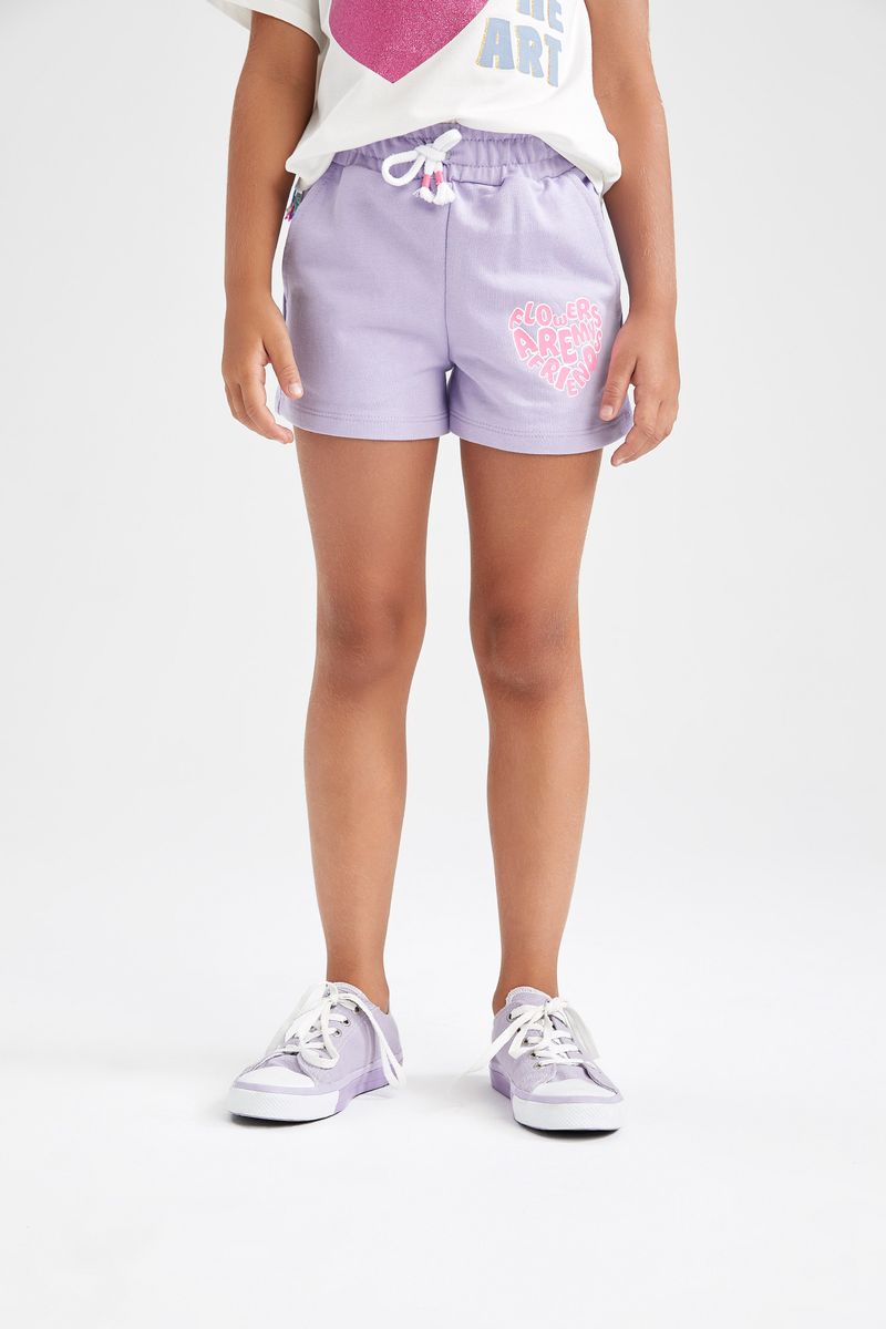 Girl - Short Knitted Bottom Short - Purple