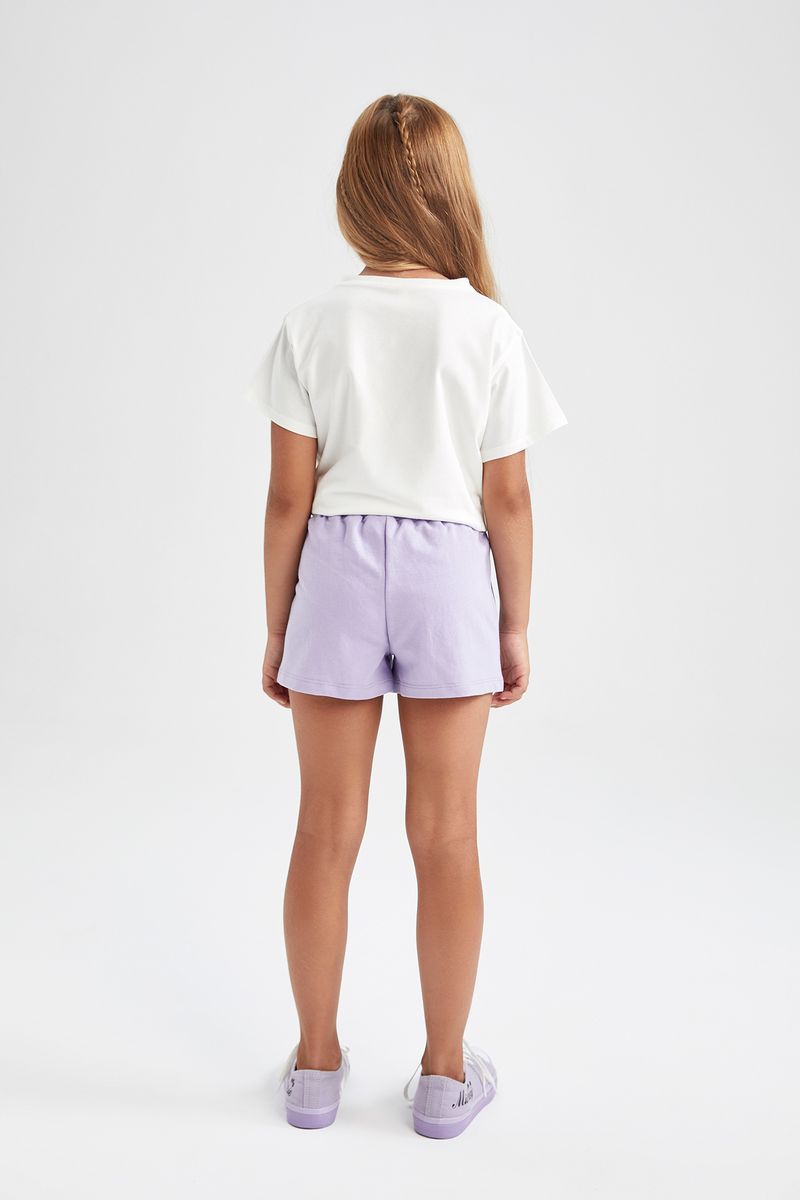 Girl - Short Knitted Bottom Short - Purple