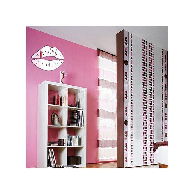 Modern 3D Lips Removable Home Room Decor Wall Mirror Sticker Art Decal-Silver