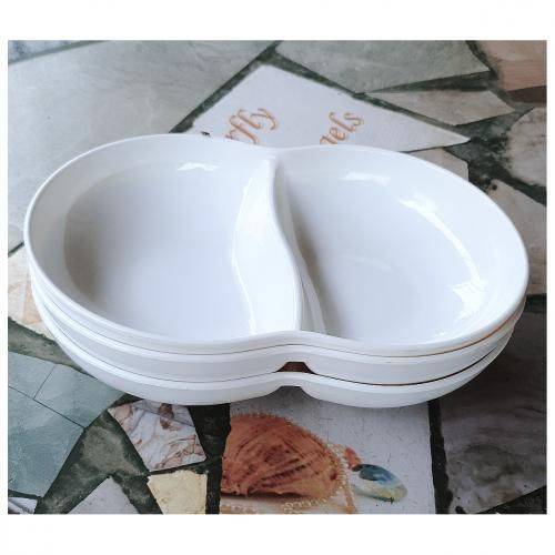 2 Compartment Unbreakable Ceramic Plates - 3pcs