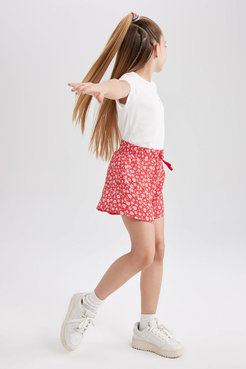 Girl Casual Woven Short - Red