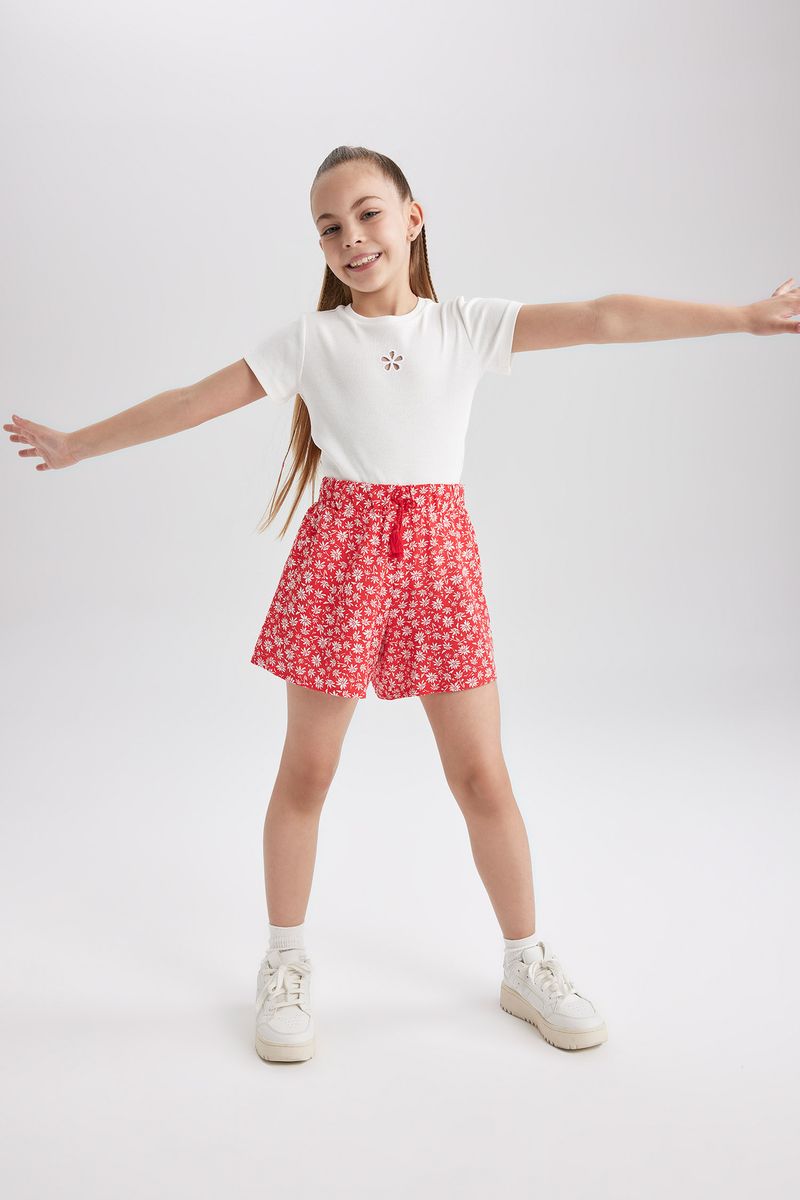 Girl Casual Woven Short - Red