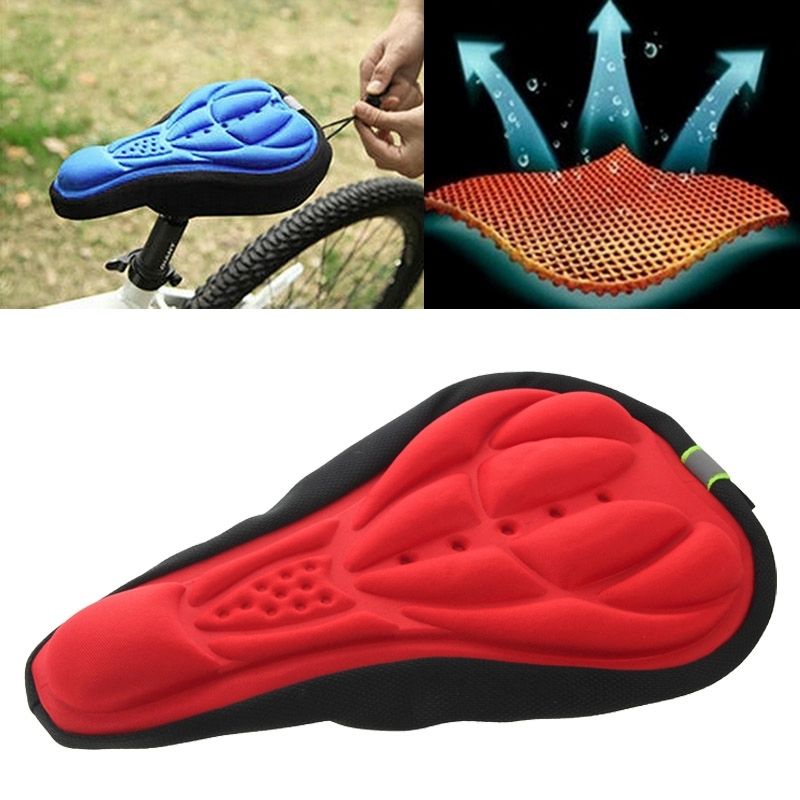 3D Silicone Lycra Nylon & Gel Pad Bicycle Seat Saddle Cover, Soft Cushion Fits For Kinds Of Bikes(Red)