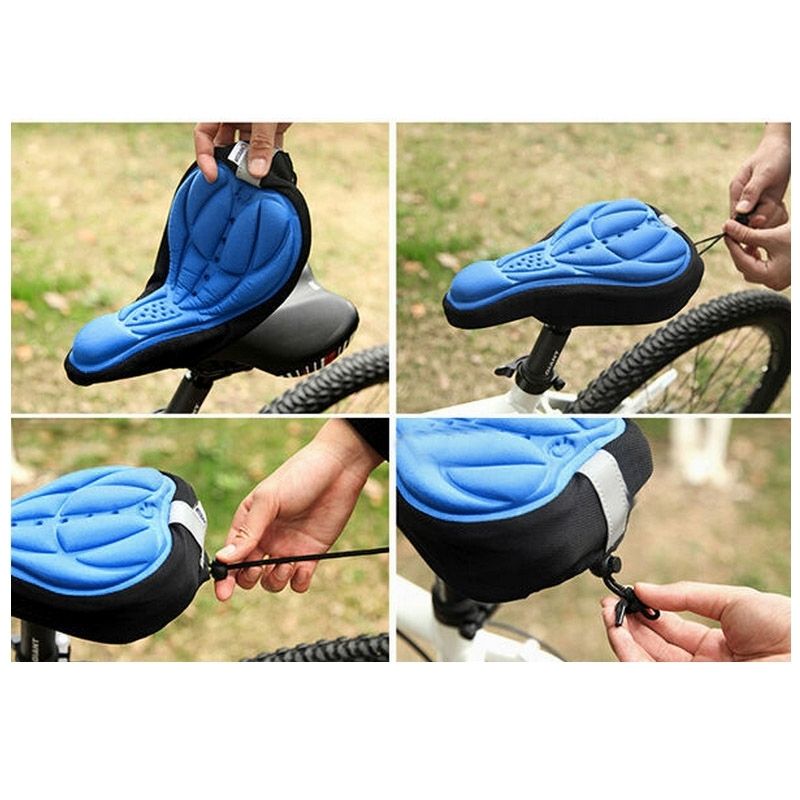 3D Silicone Lycra Nylon & Gel Pad Bicycle Seat Saddle Cover, Soft Cushion Fits For Kinds Of Bikes(Red)