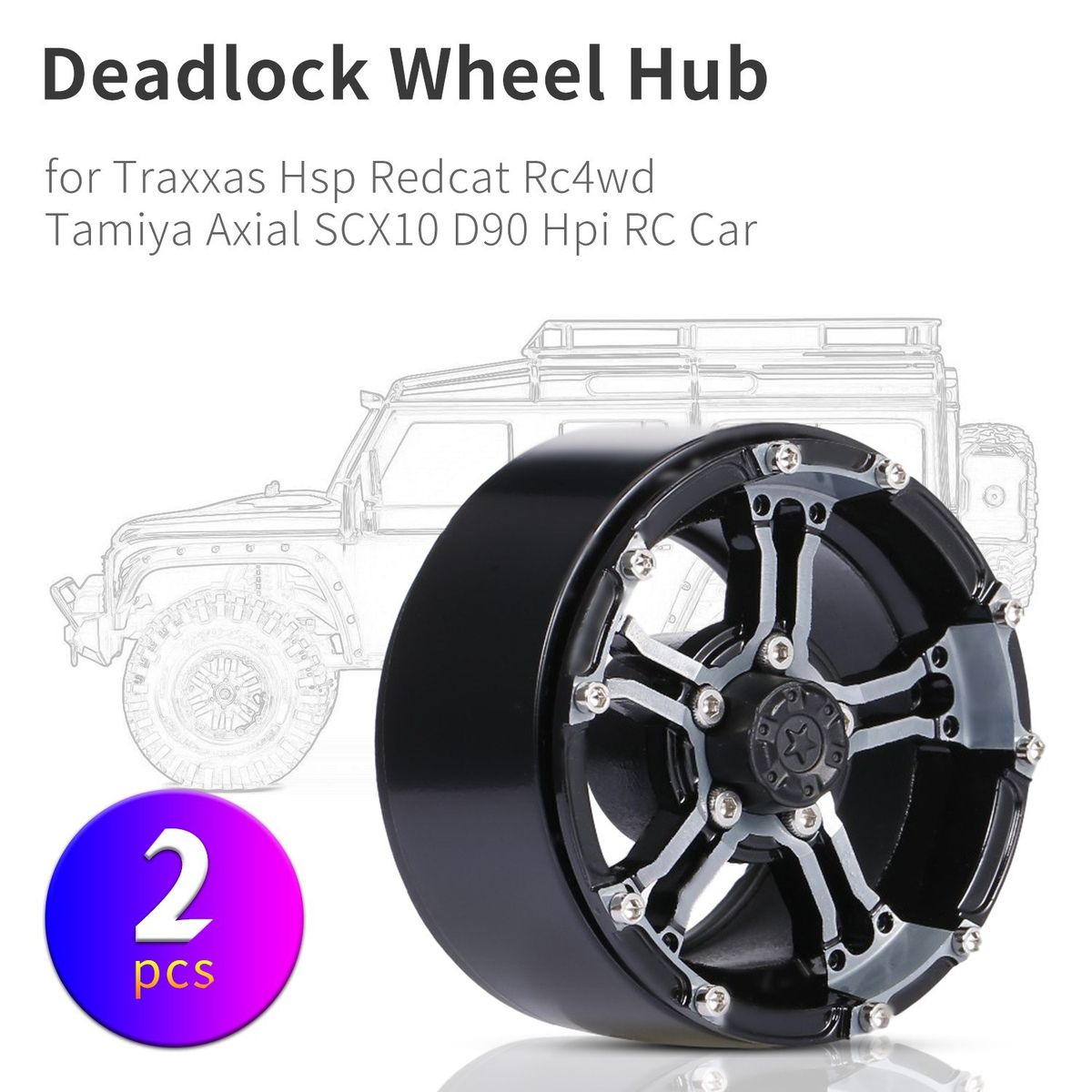 2pcs Steel Wheel Hub Deadlock Wheel Kit For 1.9in Tires 1/10