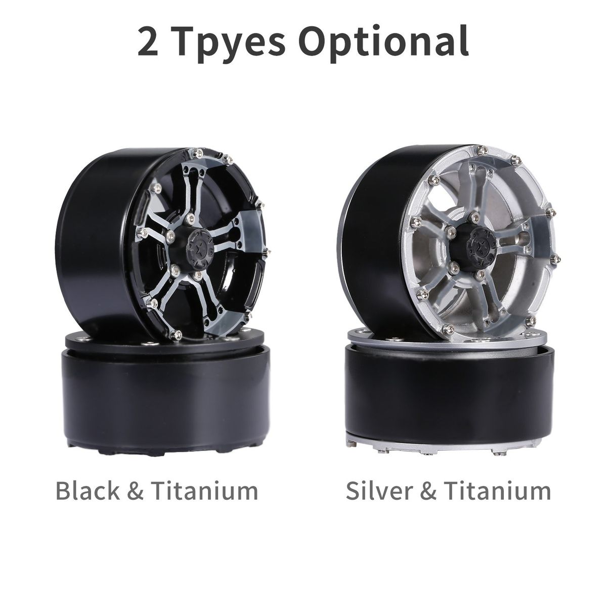 2pcs Steel Wheel Hub Deadlock Wheel Kit For 1.9in Tires 1/10