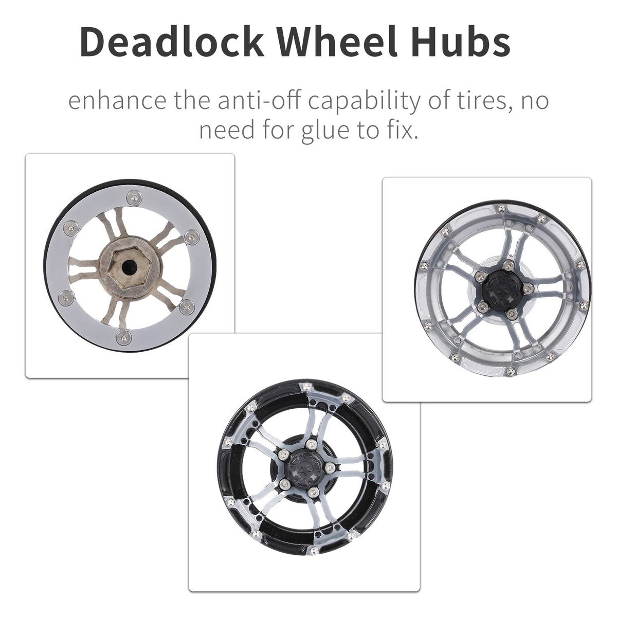 2pcs Steel Wheel Hub Deadlock Wheel Kit For 1.9in Tires 1/10