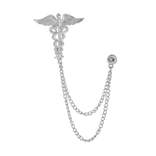 Caduceus Brooch With Free Pouch - Silver
