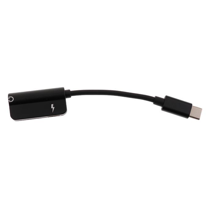 Charge Headphone Adapter 2 In 1 Type-C To 3.5mm Aux Audio USB C Black